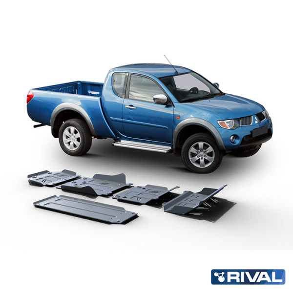 Skid Plate Set (Radiator, Engine, Gearbox, Transfer Case) Mitsubishi L200 2006-2014; 2013-2015; Pajero Sport 2008-2013; 2013-2016; 2,5 l. / diesel